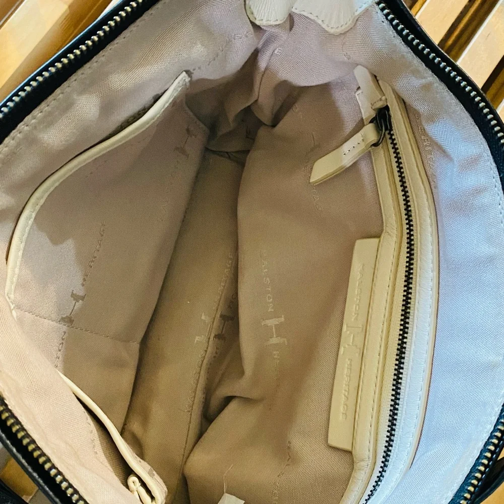 - Halston Heritage Black /gray White Satchel Handbag - Picture 10 of 10